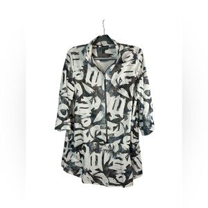 Shannon Passero woman’s abstract 1/2 zip‎ tunic top size medium